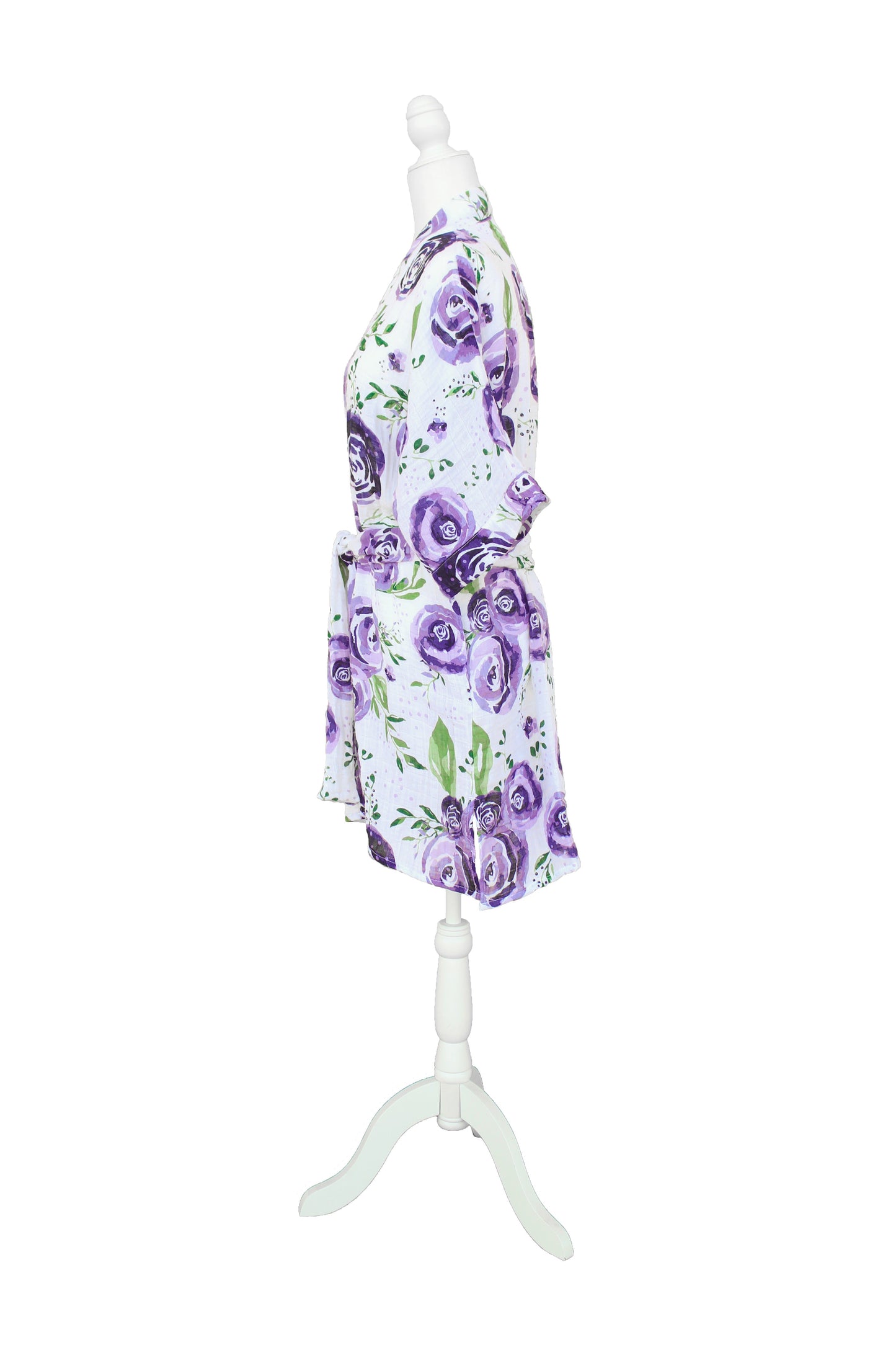 Ladies Kimono Robe in Floral Boysenberry Print