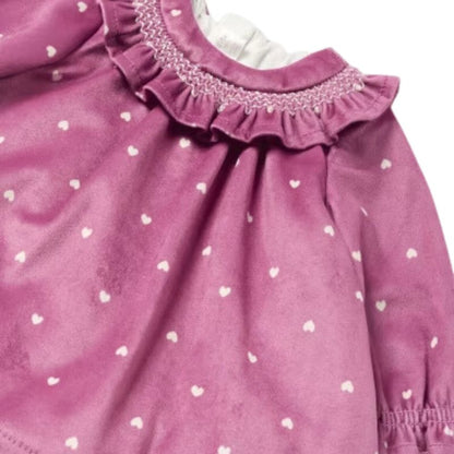 Heart Print Velvet Dress for Baby