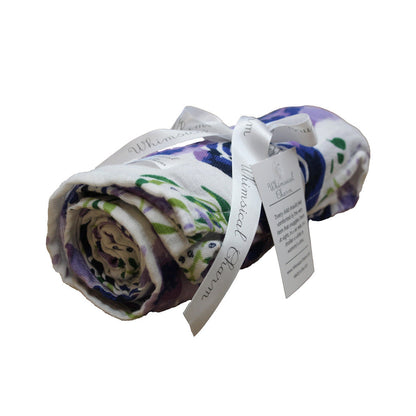 Newborn, Stroller, or Breastfeeding Swaddle Blanket in Boysenberry Print