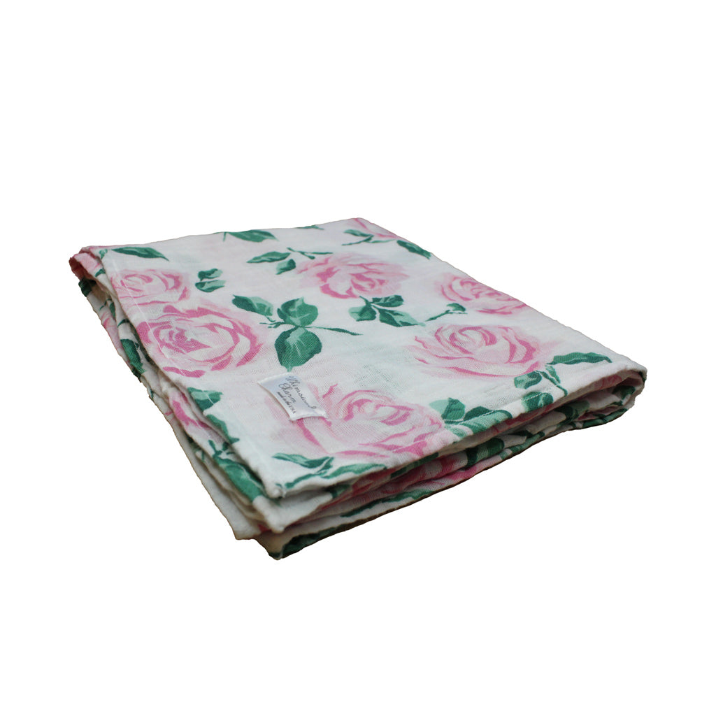 Newborn, Stroller, or Breastfeeding Swaddle Blanket in Rose Print