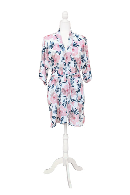 Ladies Kimono Robe in Floral Lilac Print