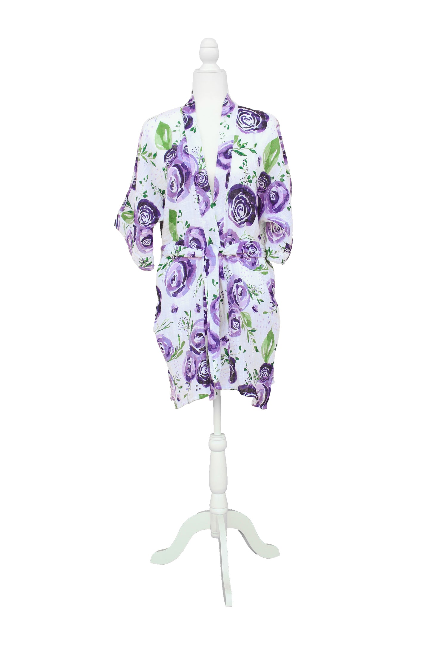 Ladies Kimono Robe in Floral Boysenberry Print