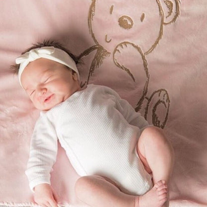 Bear Embroidered Blanket for Stroller