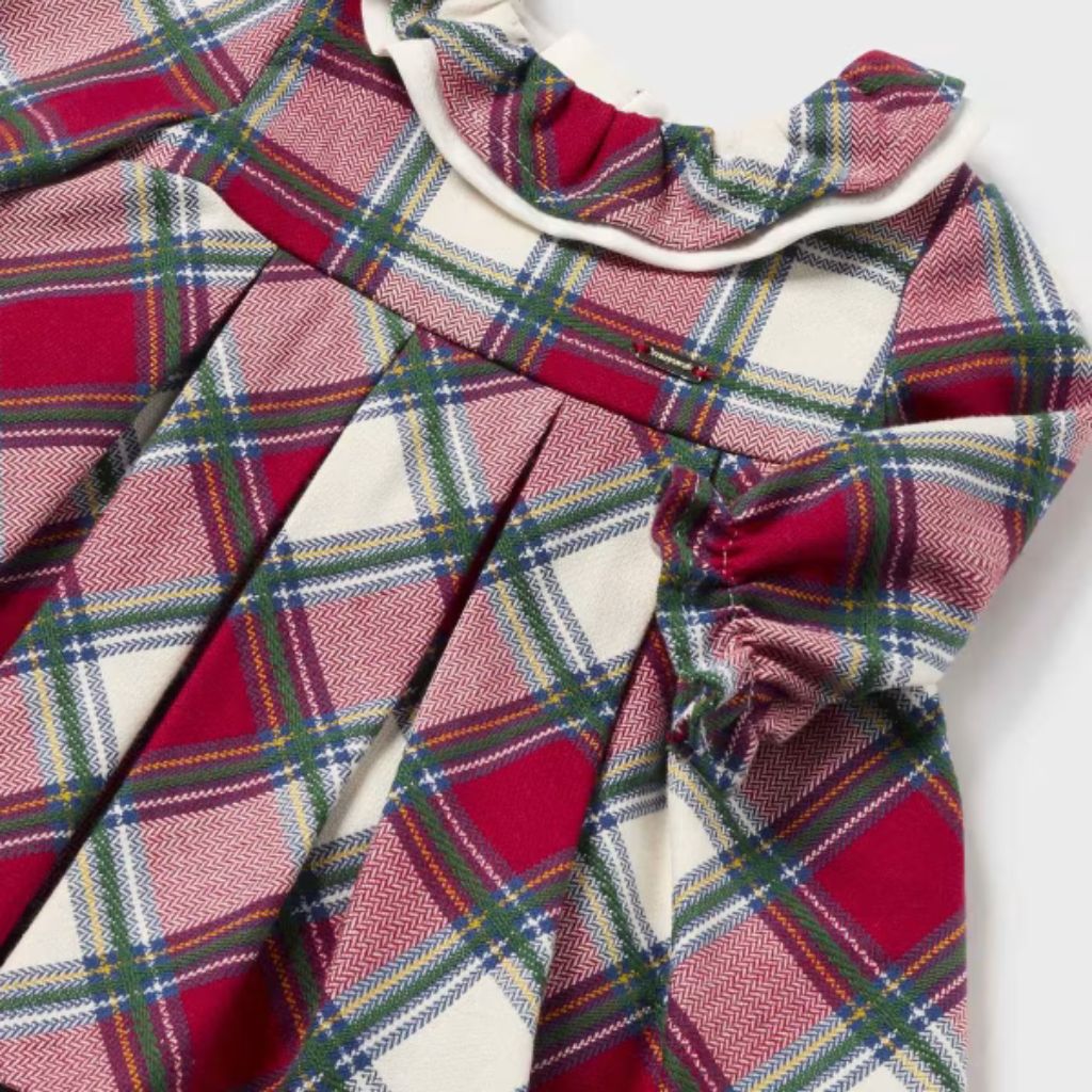 Red Long Sleeve Plaid Dress for Baby