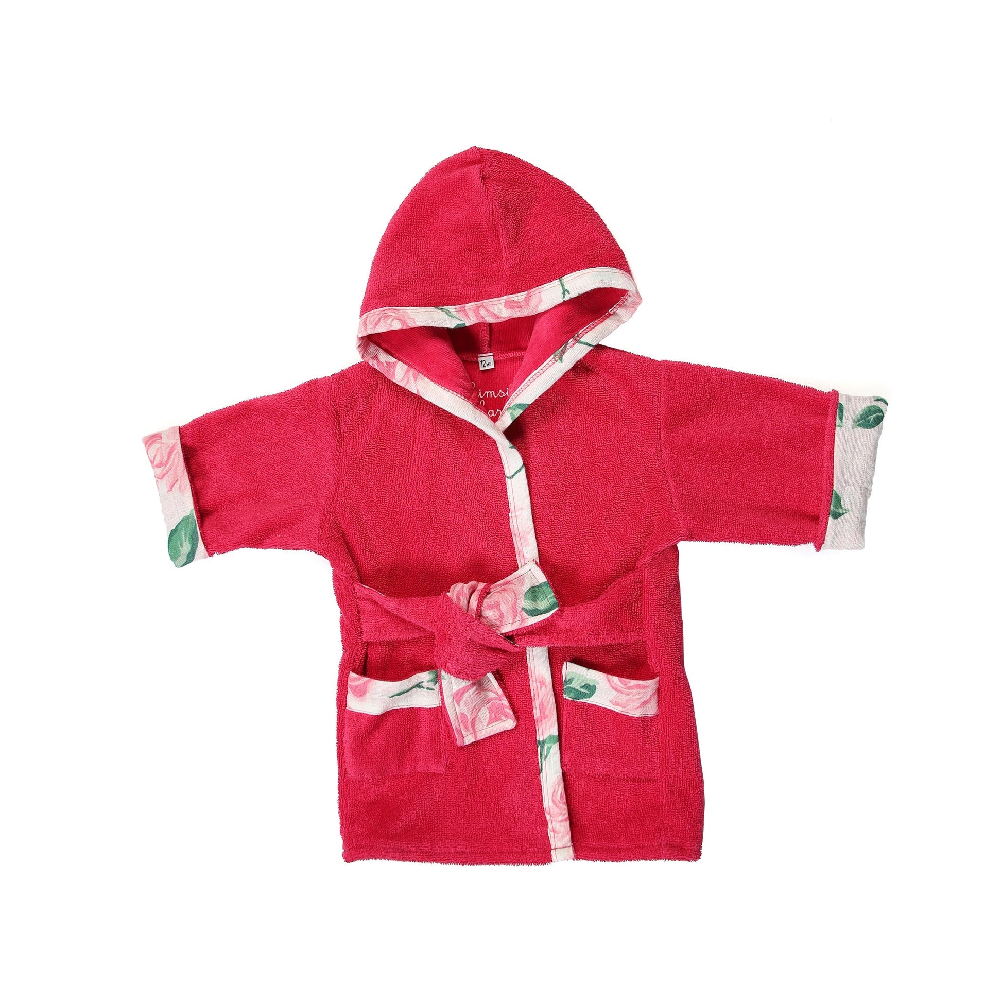 Bath, Beach or Pool Robe in Pink Passion with Rose Trim